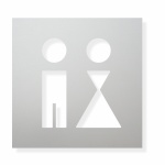 Piktogram WC Muž+Žena - typ 11 - elox. dural - stříbrný matný 150 x 150 mm
