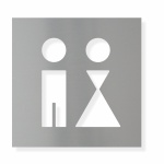 Piktogram WC Muž+Žena - typ 11 - elox. dural - stříbrný lesk. 150 x 150 mm