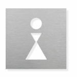 Piktogram WC Ženy - typ 11 - eloxovaný dural - broušený nerez - 150 x 150 mm