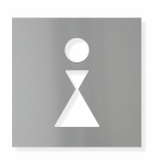 Piktogram WC Ženy - typ 11 - eloxovaný dural - stříbrný lesk  / 150 x 150 mm /